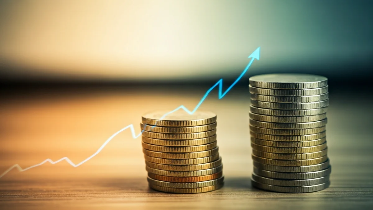 Generic image of coins and a graph, representing economic data.