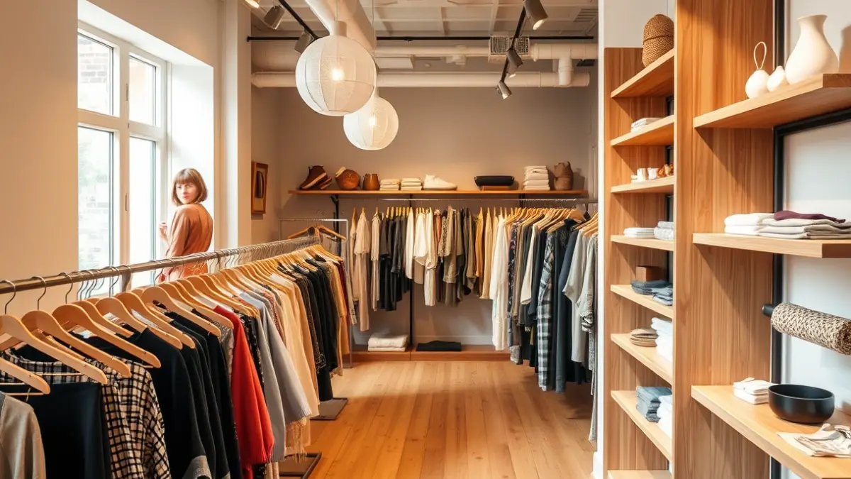 Generic image of a fashion store with a bohemian and contemporary style.