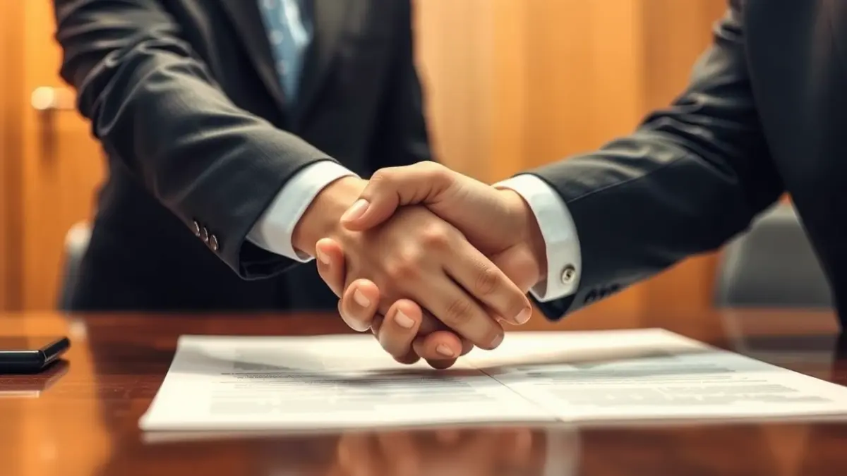 Generic image of an agreement being signed between two parties.