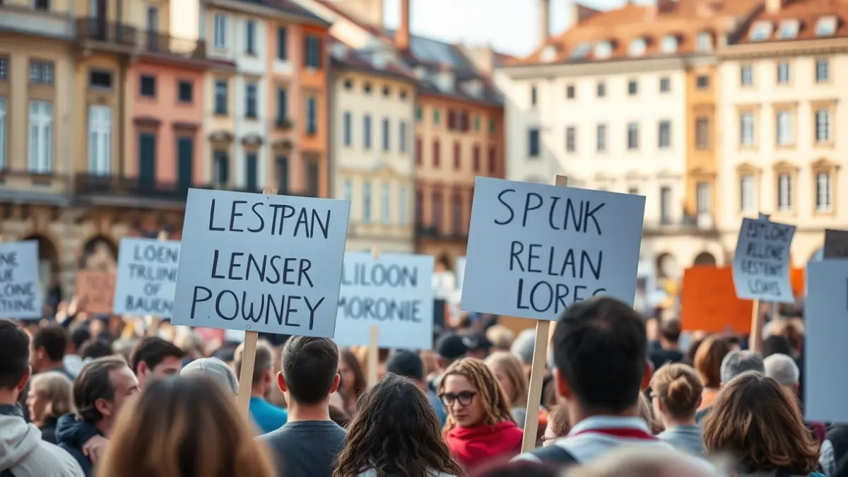 Generic image of a protest in an urban square.