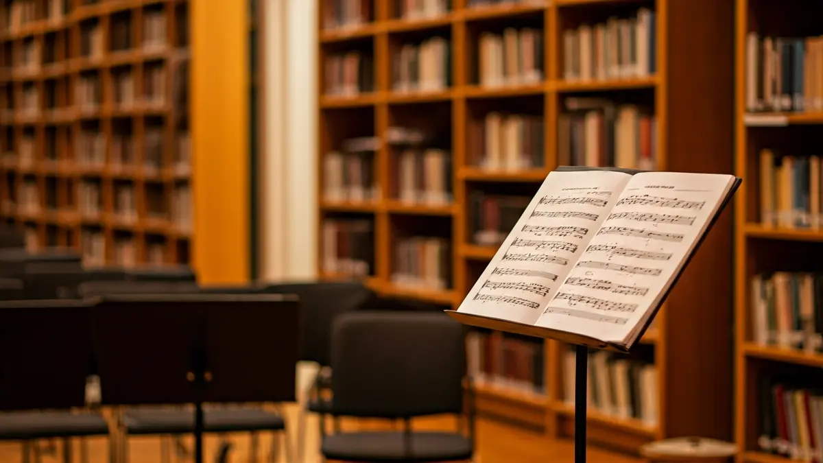 Imagen genérica de un seminario o conferencia musical en un entorno académico.