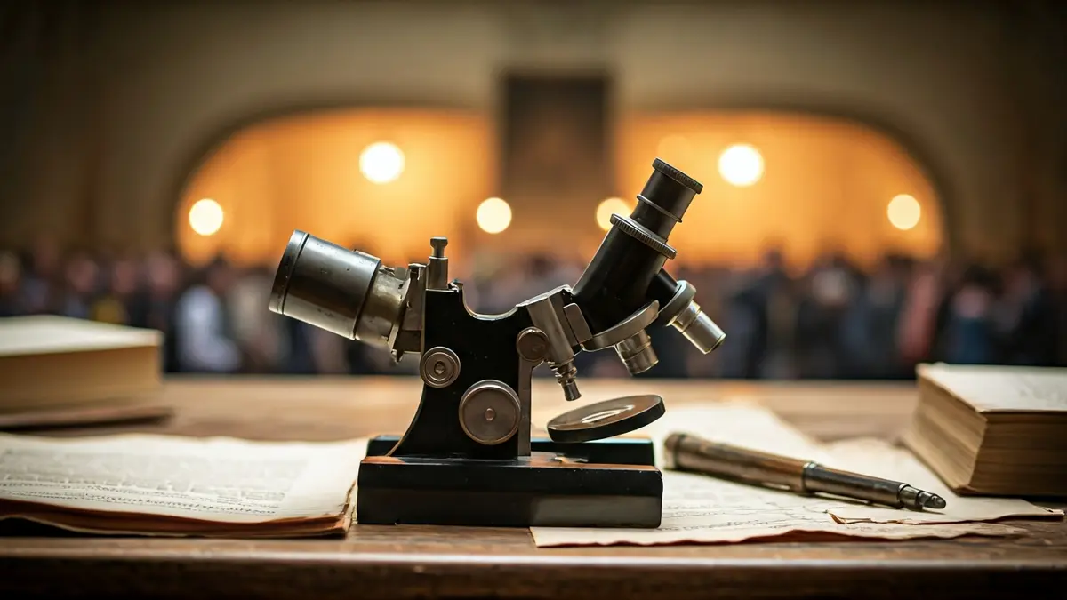 Generic image of old medical instruments on a wooden desk, with blurred historical documents in the background.