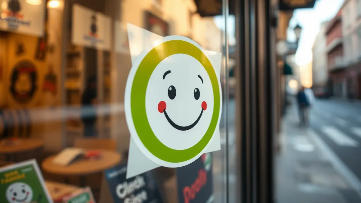 Imagen genérica de una pegatina identificativa en el escaparate de un comercio.