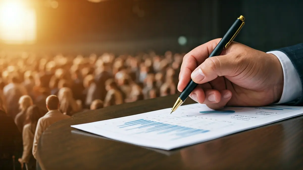 Generic image of a hand pointing at a financial report, symbolizing municipal economic management.