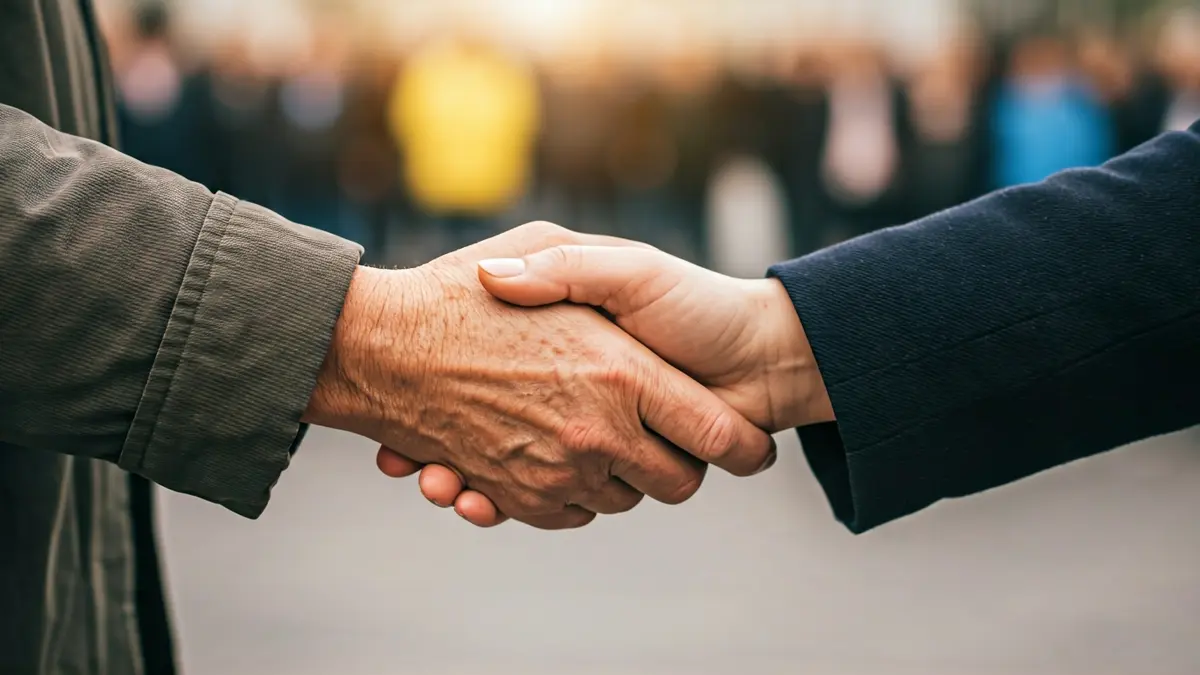 Imagen genérica de manos entrelazadas, simbolizando apoyo social y comunitario.