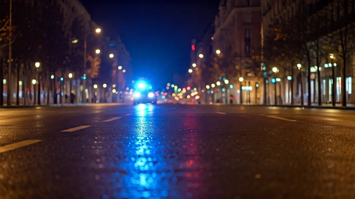 Imagen genérica de luces de emergencia en una calle urbana por la noche.