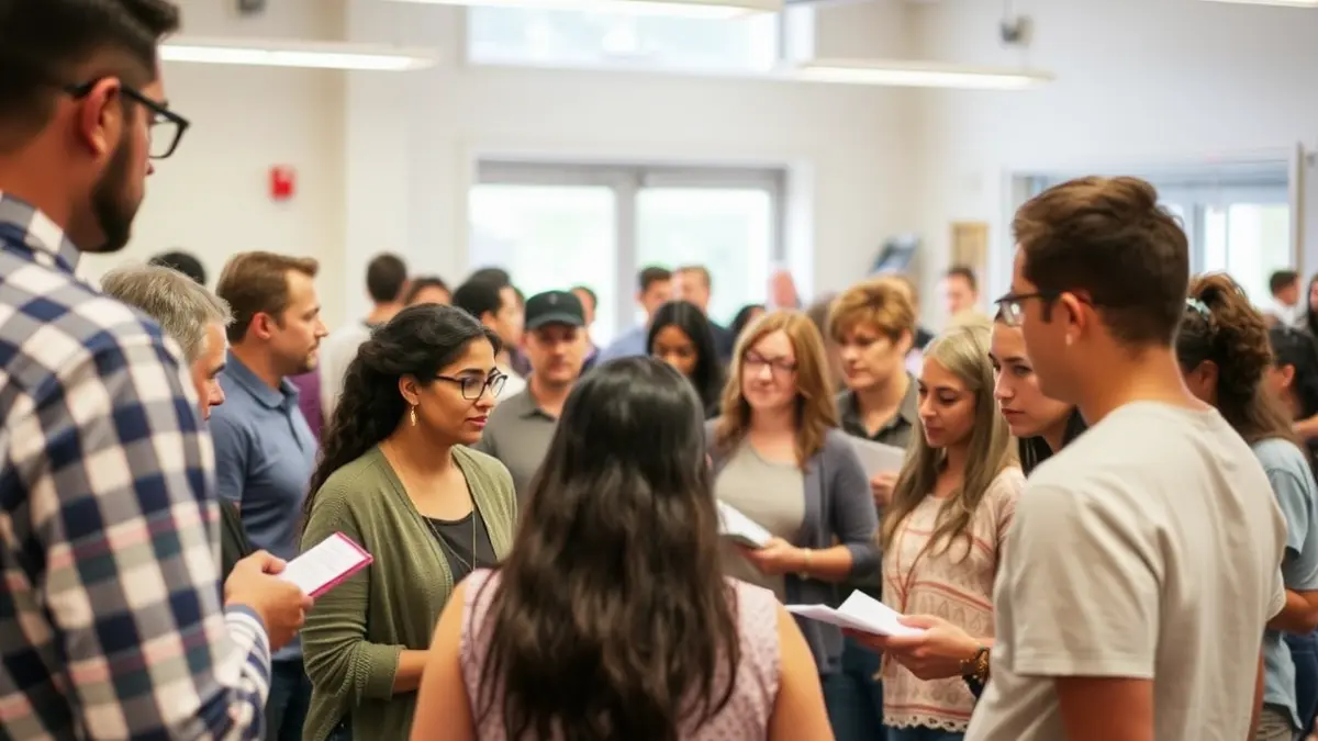 Generic image of a neighborhood meeting in a community center.