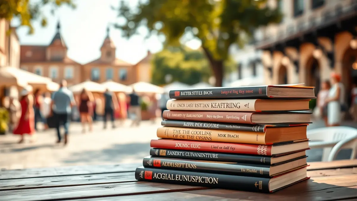 Generic image of books in an urban setting, symbolizing reading and cultural exchange.