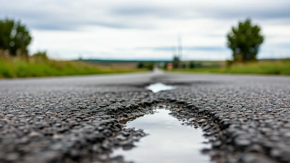Imagen genérica de una carretera con asfalto deteriorado y grietas.