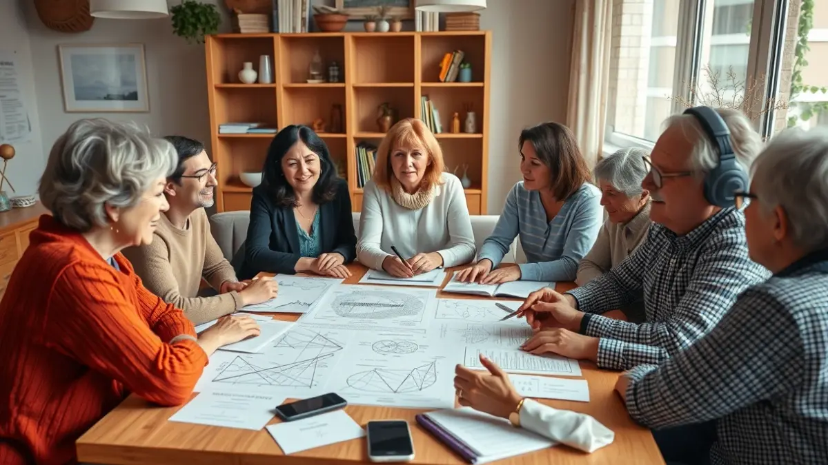 Imagen de un grupo de personas de distintas edades dialogando en un evento científico.