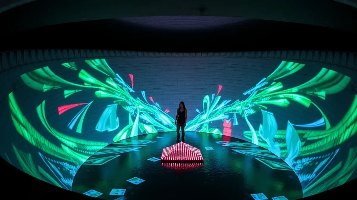 Video art installation in the Plaza de Castilla reservoir, Madrid.