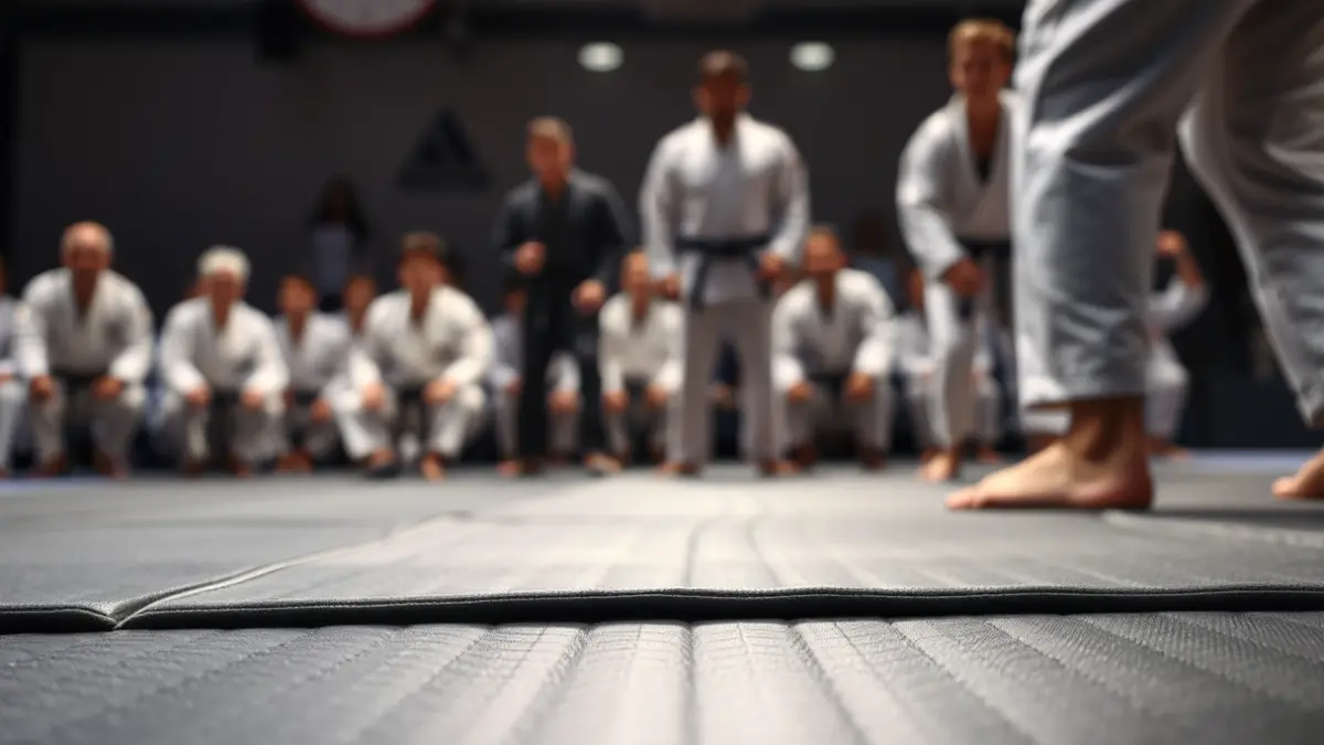 Imagen genérica de un tatami de judo durante una competición.