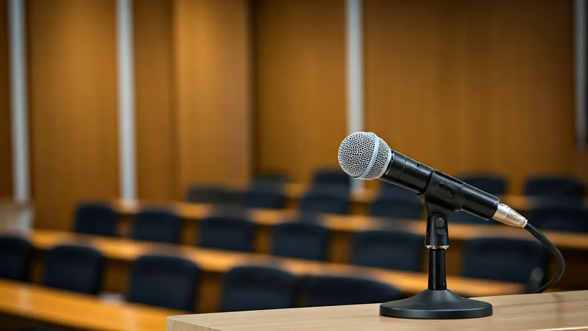 Imagen genérica de un micrófono en un podio, simbolizando una decisión política.