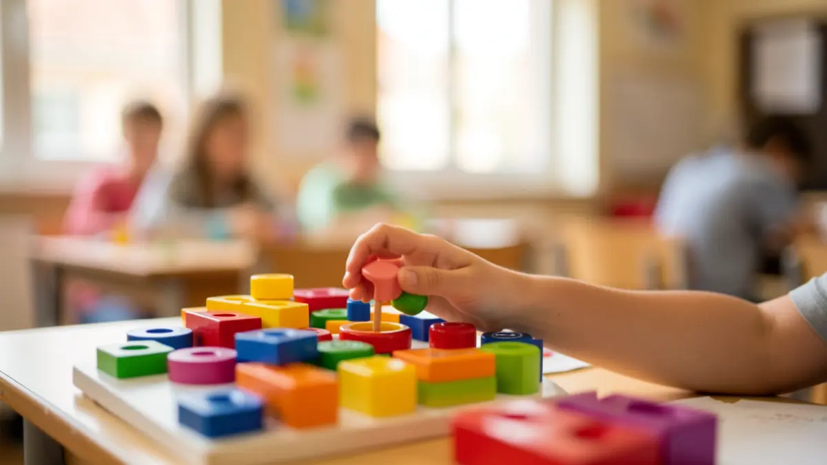 Generic image of a child playing in a classroom.