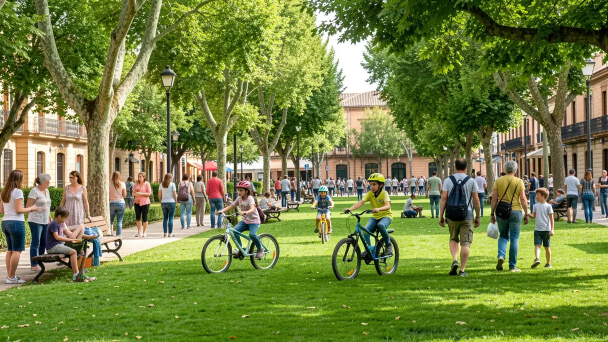 Generic image of families participating in outdoor activities in a park in Alcalá de Henares during Environment Week.