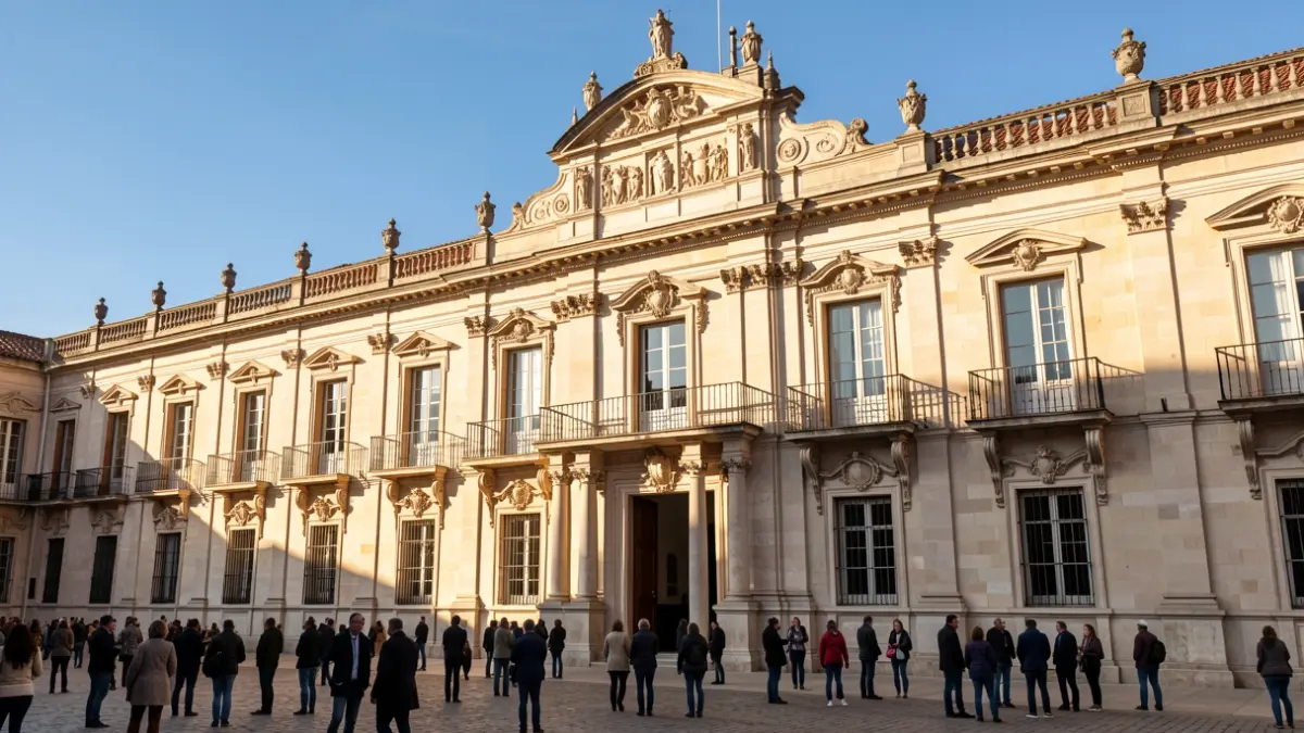 Facade of the Parador in Alcalá de Henares during the VII International Expansion Forum.
