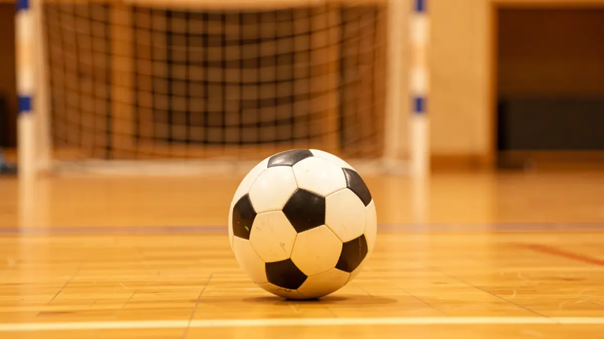 Generic image of a futsal ball on a court.