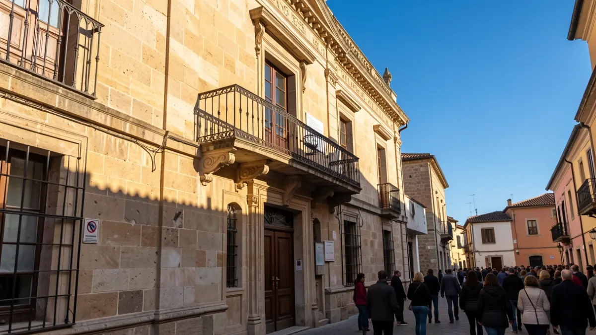 Fachada del ayuntamiento de Alcobendas durante una jornada festiva.