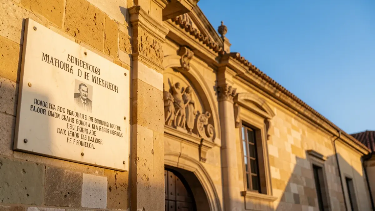 Fachada del Ayuntamiento de Alcobendas con una placa conmemorativa.