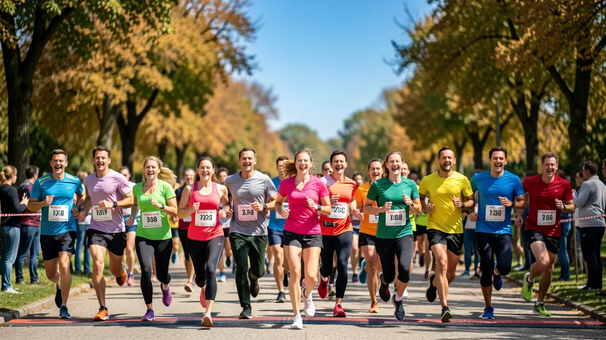 Generic image of runners celebrating in a park.