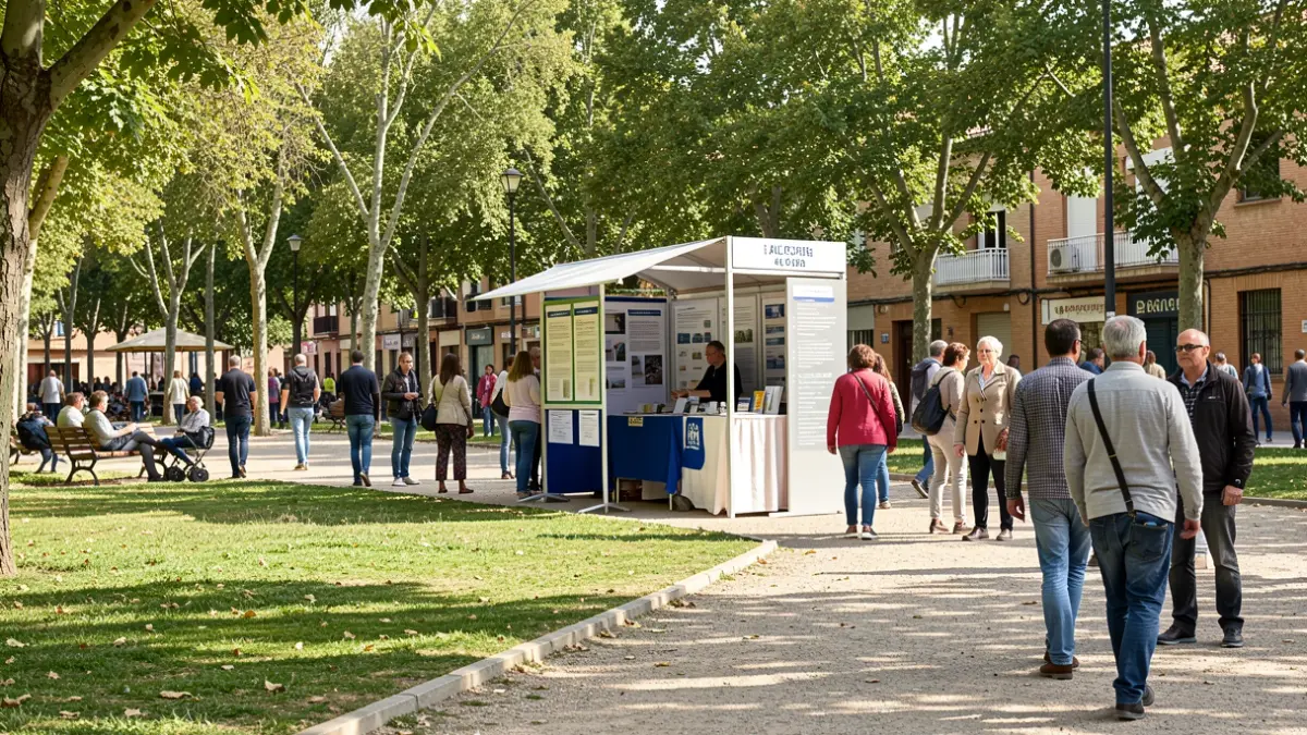 Stand informativo de la asociación Familias para la Acogida en el Parque Darwin de Alcorcón.