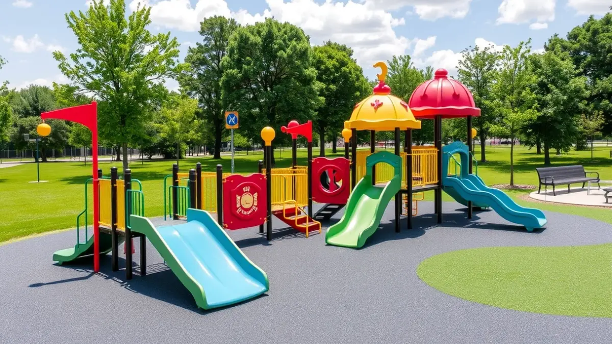 Image of a themed children's playground inspired by firefighters in Alcorcón.
