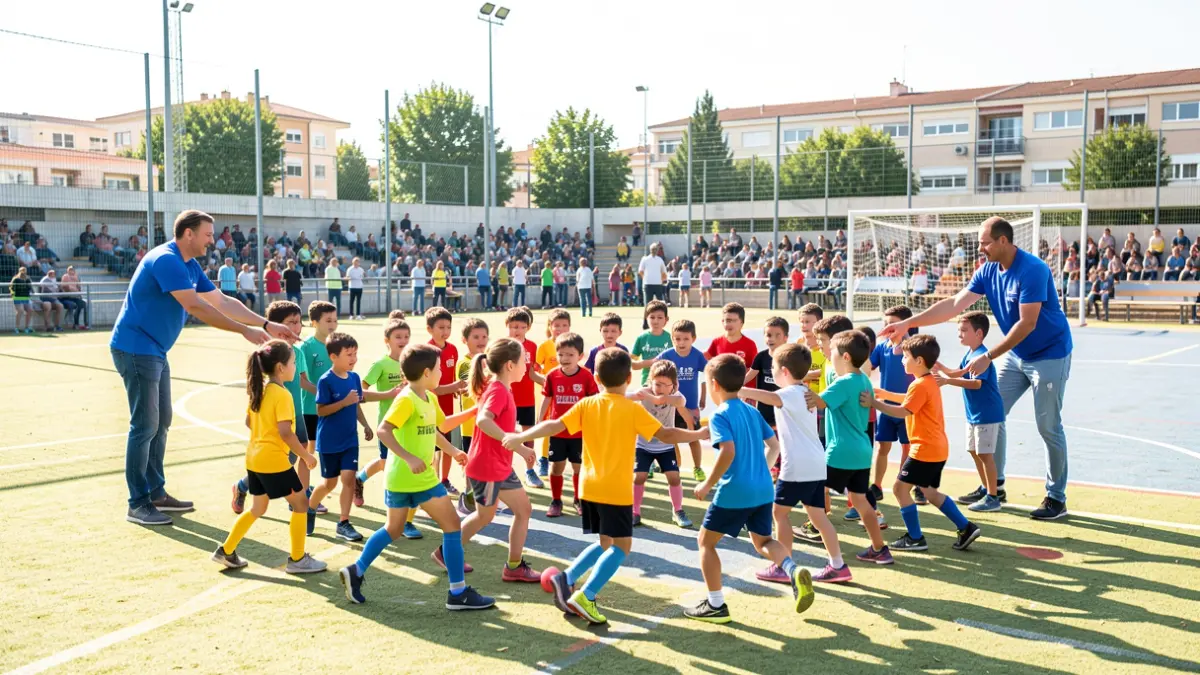 Generic image of children participating in a school sports day at a sports complex.