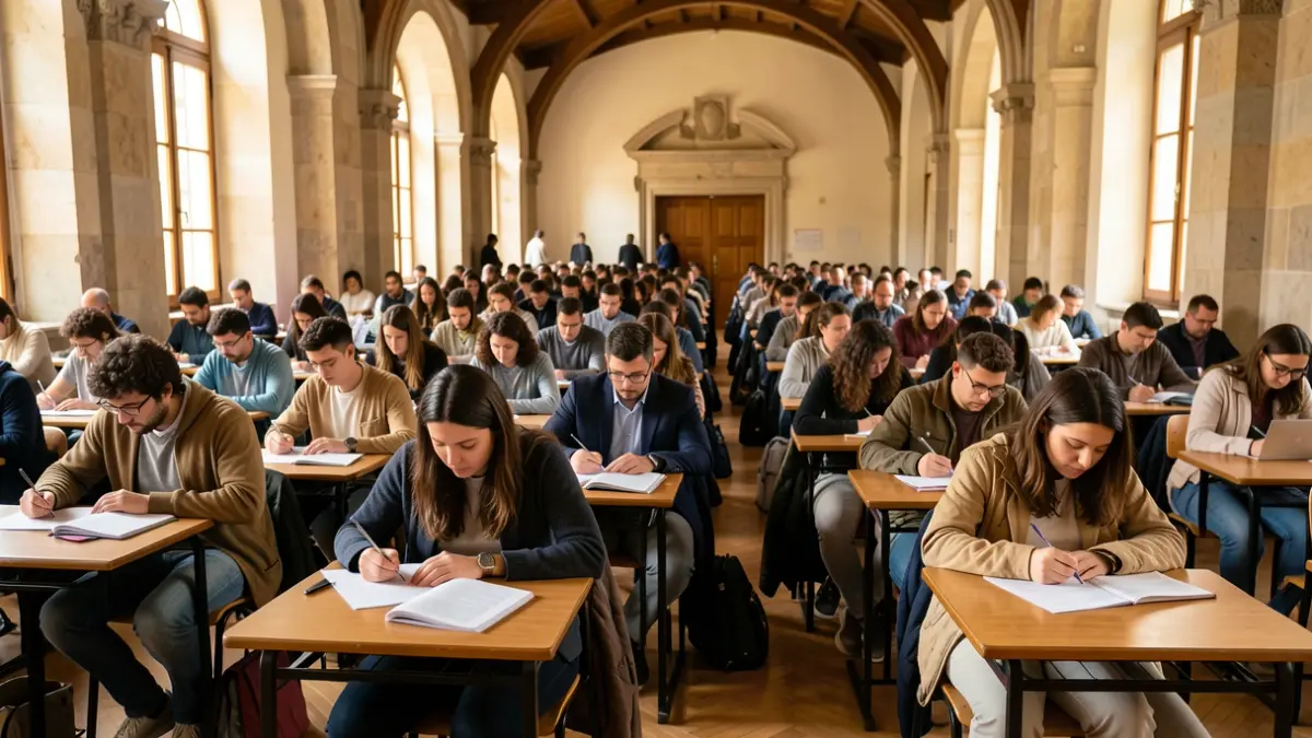 Students taking university entrance exams in Madrid.