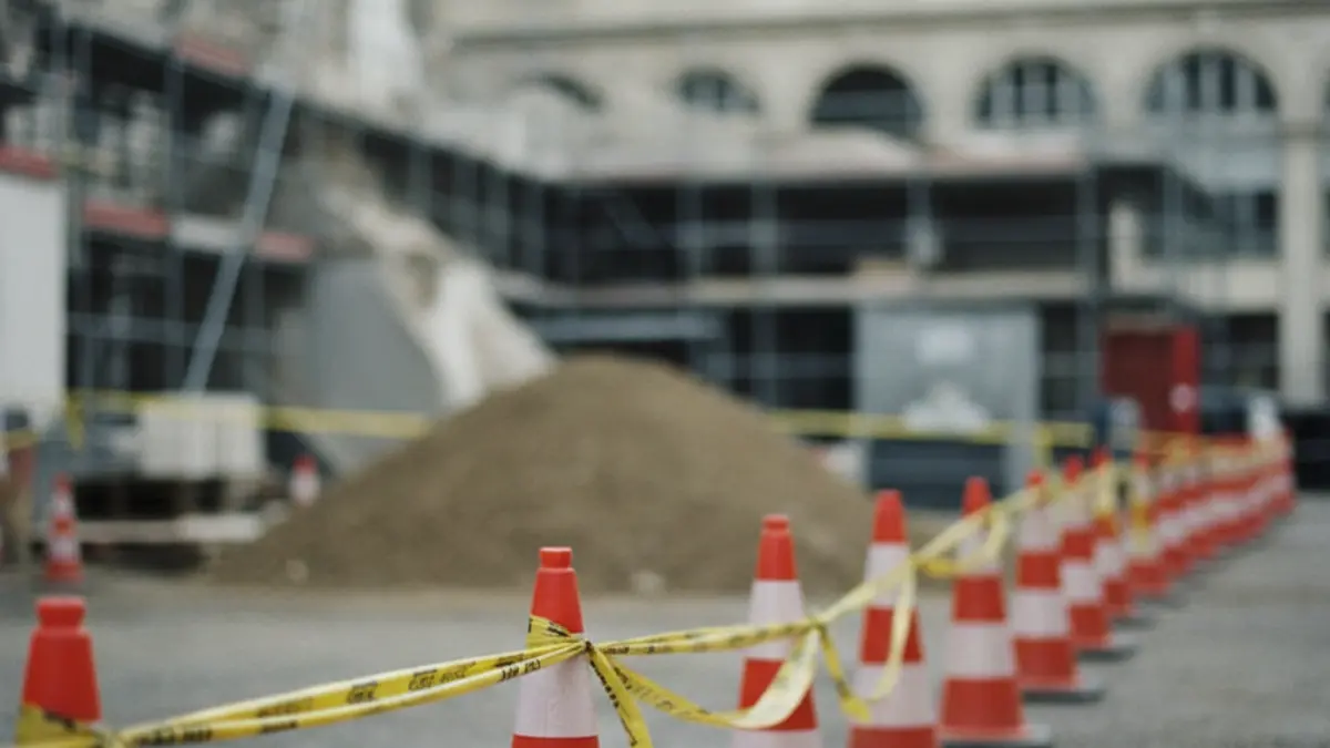 Generic image of a construction site with safety measures.