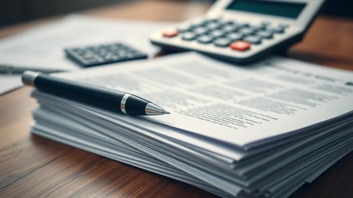 Generic image of documents and a calculator, symbolizing economic data and labor regulations.