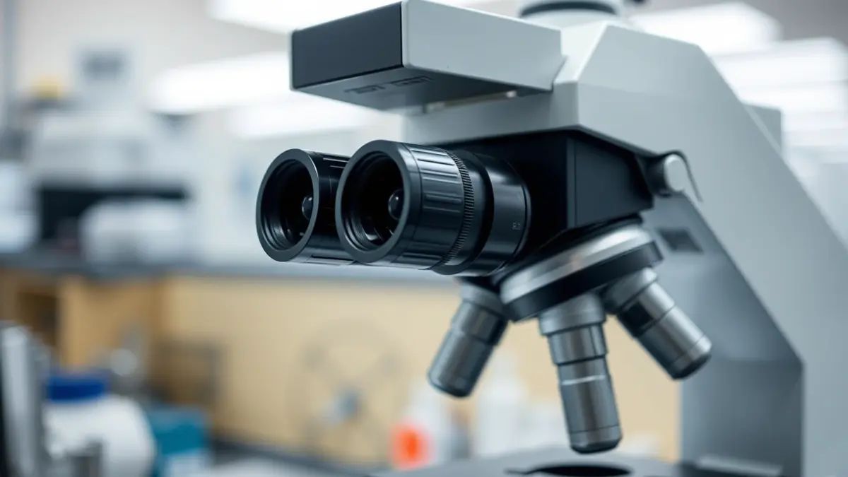 Imagen genérica de un microscopio médico en un laboratorio.