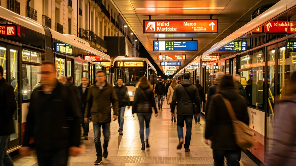 Imagen genérica del transporte público de Madrid, con autobuses y estaciones.