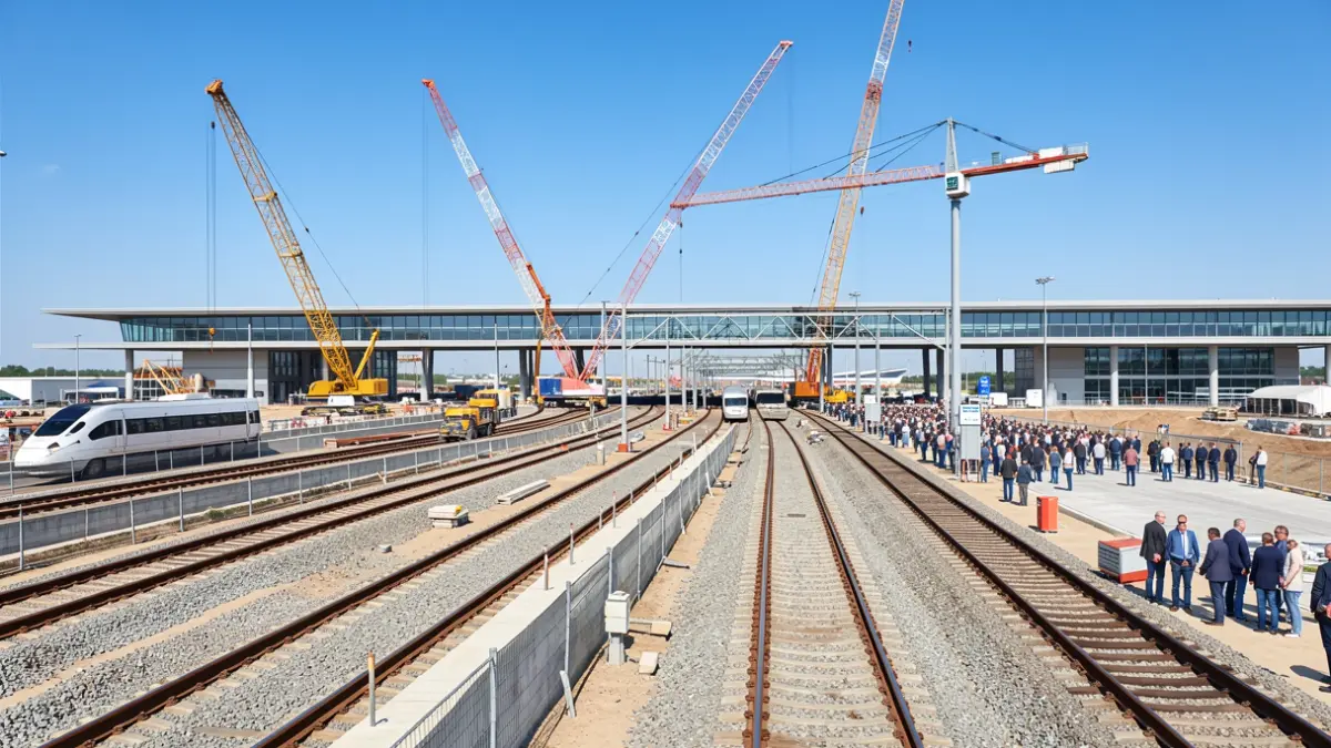 Image of the construction of the new high-speed rail connection between Chamartín station and Terminal 4 of Madrid-Barajas Airport.
