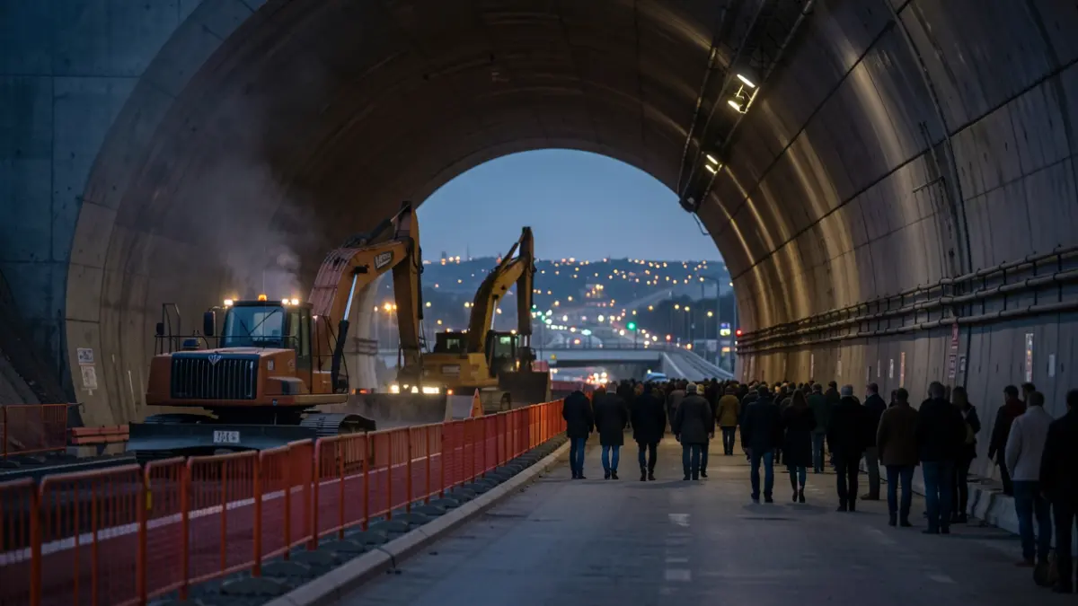 Imagen genérica de obras en una infraestructura vial con maquinaria pesada y barreras de seguridad.