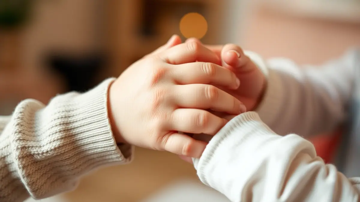 Imagen genérica de la mano de un bebé sujetando el dedo de un adulto, simbolizando el apoyo familiar.