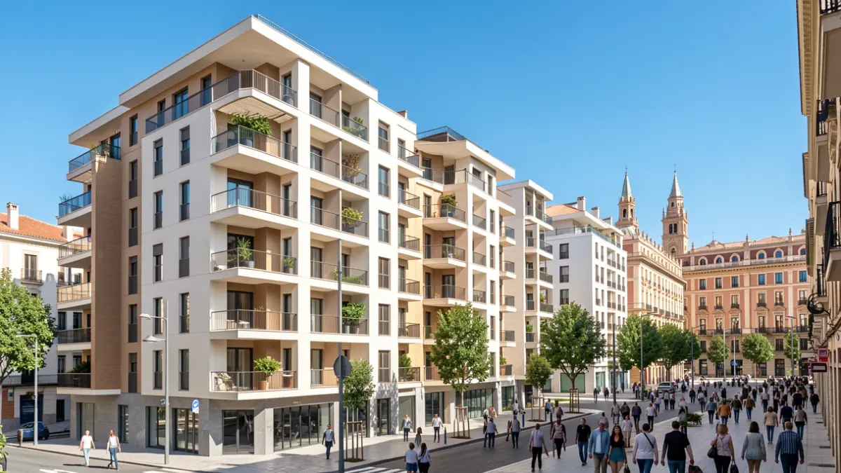 Generic image of modern apartment buildings with balconies.