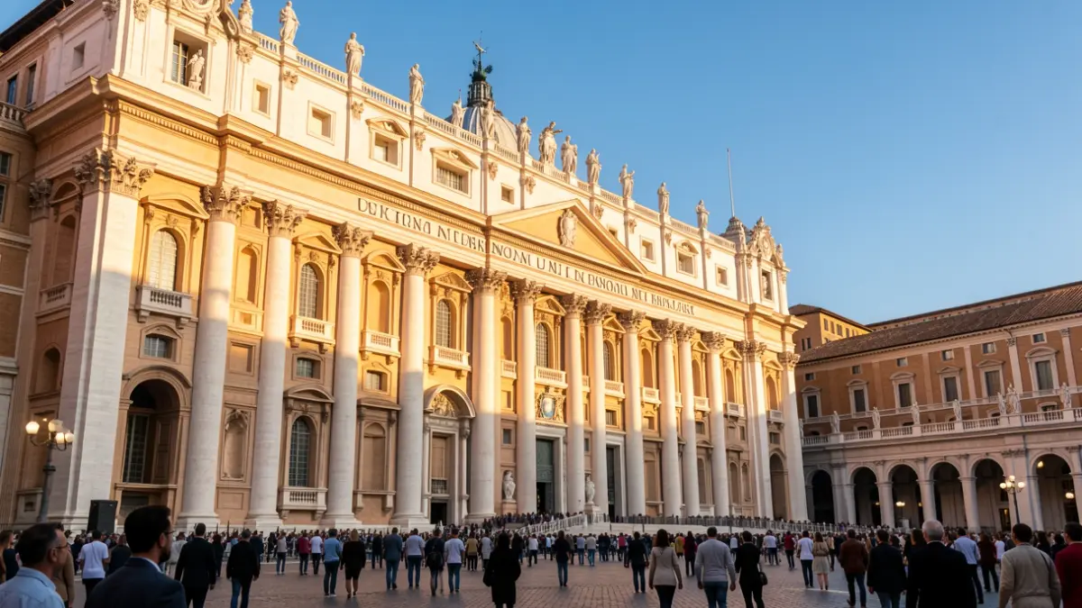 Facade of the Apostolic Palace in Vatican City.