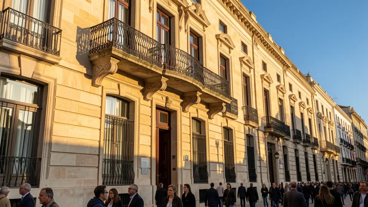 Fachada de un edificio institucional en Madrid.