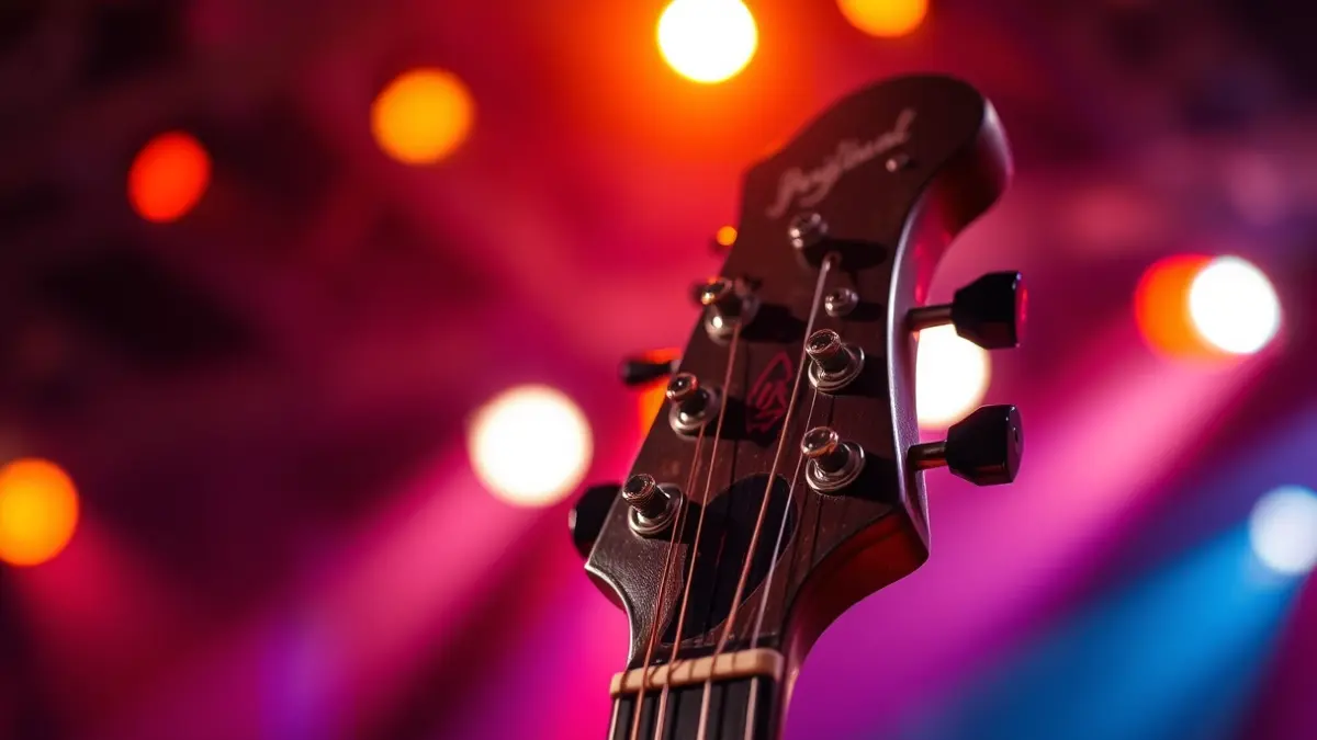 Imagen genérica de una guitarra eléctrica en un concierto de rock.
