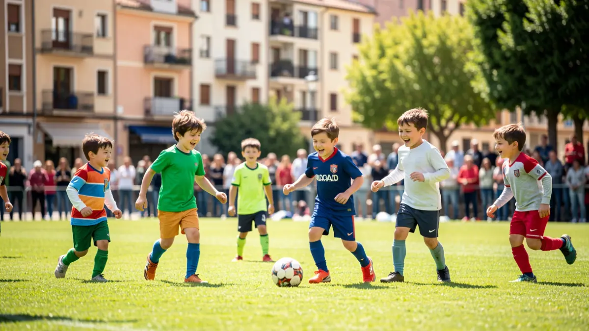Generic image of children playing football on a field.