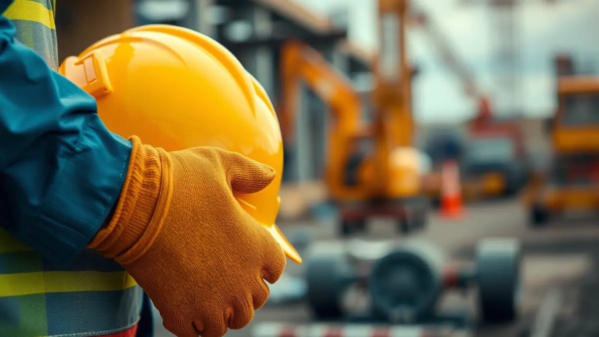 Generic image of workplace safety elements on a construction site.