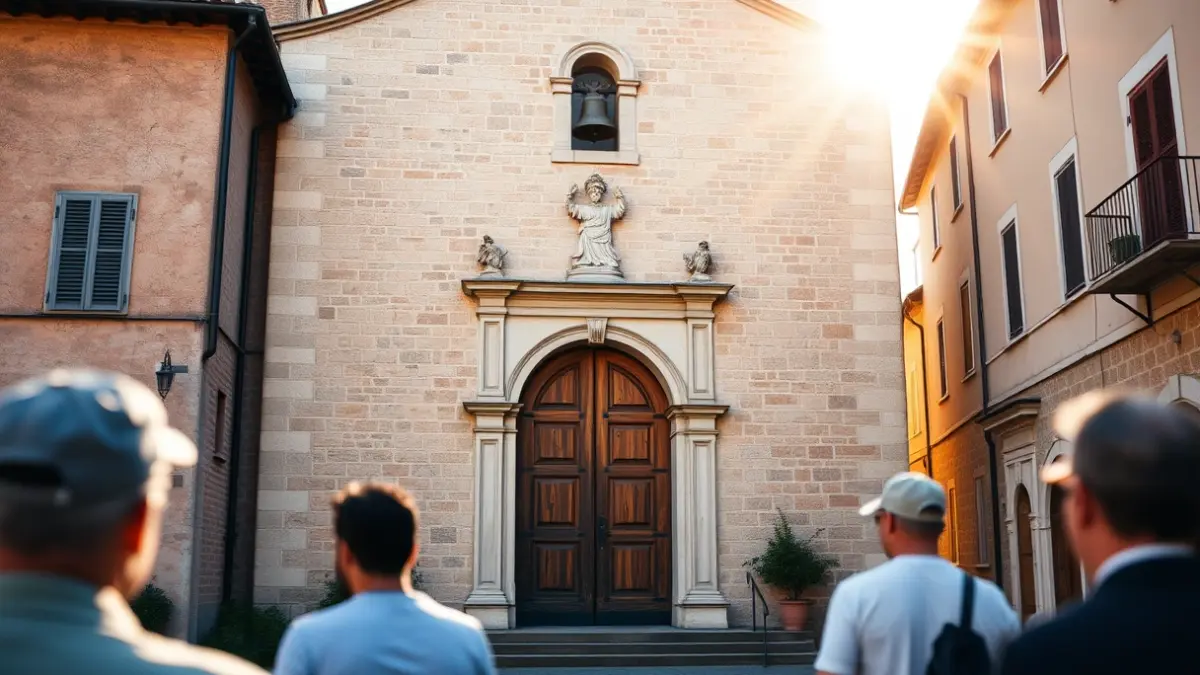 Facade of the Basilica of the Assumption of Our Lady in Colmenar Viejo during the San Isidro celebrations.