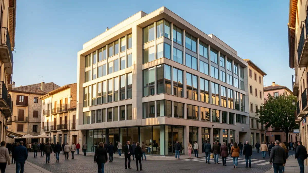 Generic image of a modern office building facade in a Spanish municipality.