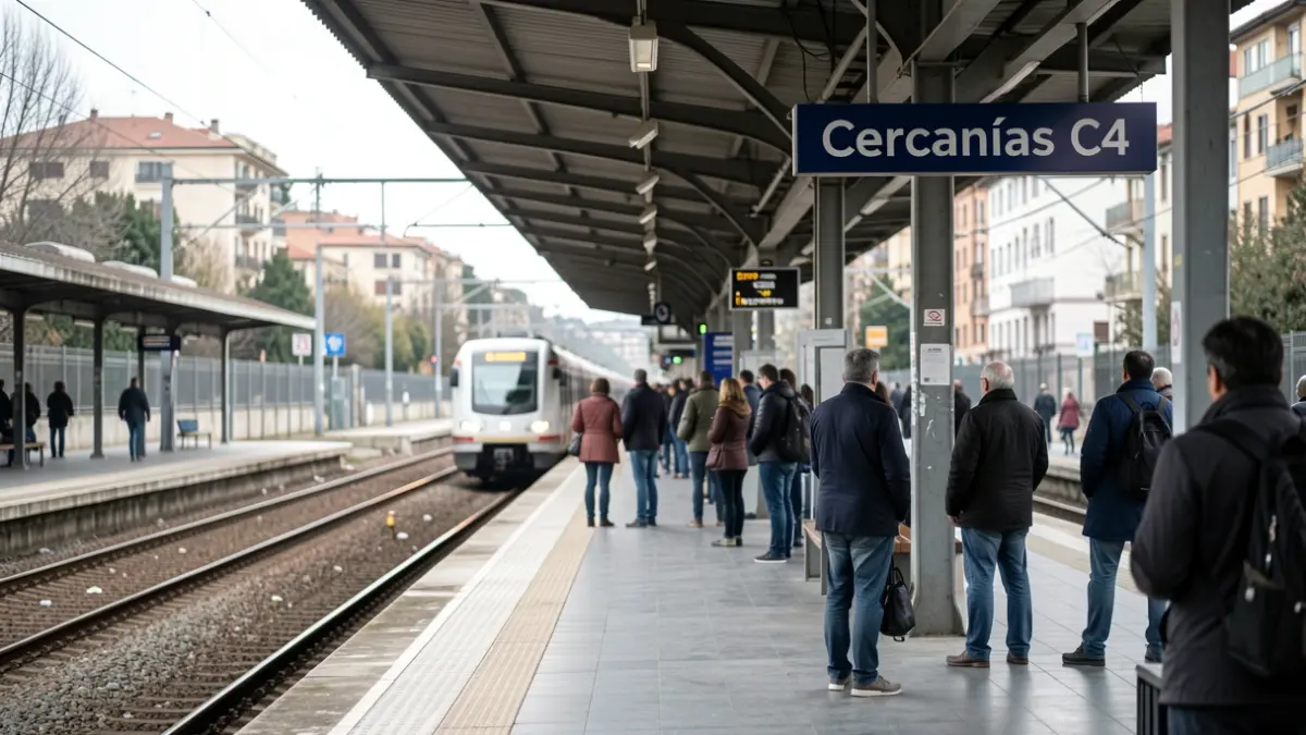 Imagen de la estación de tren de Colmenar Viejo con la línea C4.