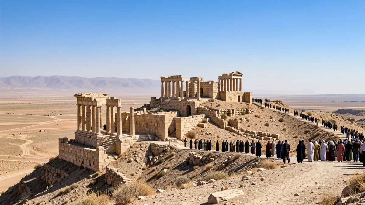 Imagen genérica de ruinas de un antiguo templo en una colina.