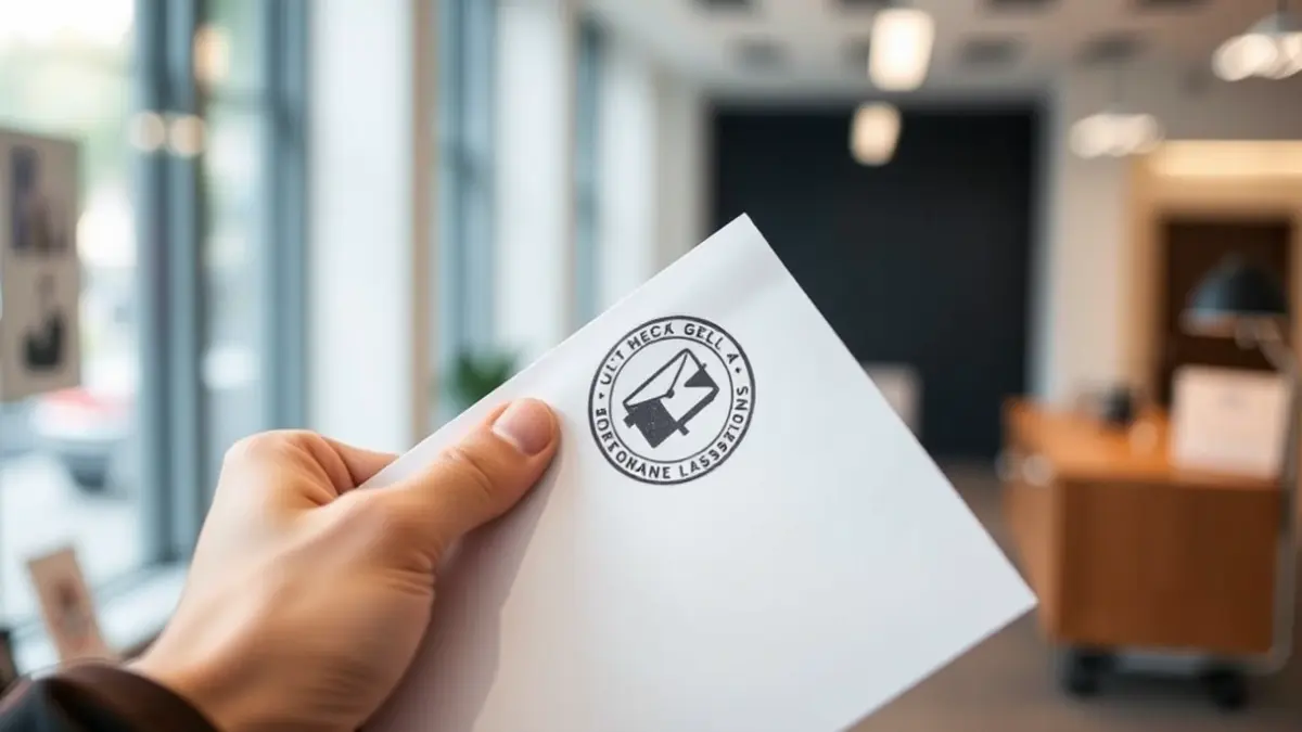 Generic image of a hand holding a letter, symbolizing postal service.