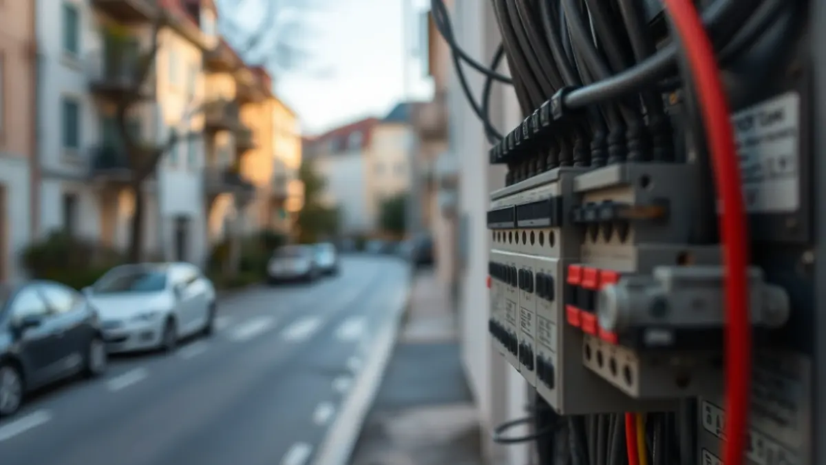 Imagen genérica de un panel eléctrico con cables y disyuntores.