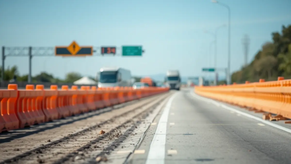 Generic image of road construction with safety barriers.