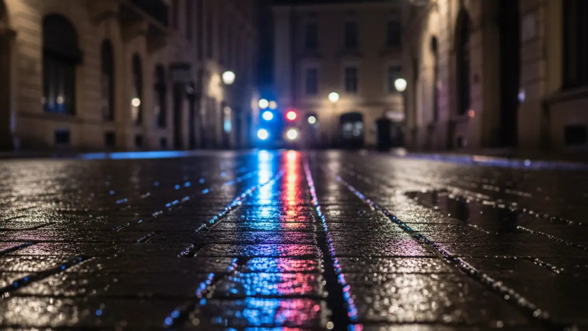 Generic image of police emergency lights at night.