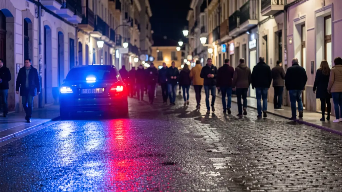 Generic image of police emergency lights reflecting on wet asphalt at night.